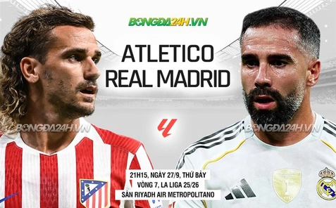 Atletico Madrid vs Real Madrid vòng 7 La Liga 2025/26.